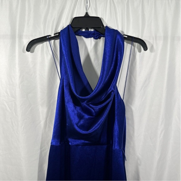 NEW Aidan by Aidan Mattox [ 6 ]‎ Satin Cowl Neck Gown in Royal Sapphire - Picture 10 of 16
